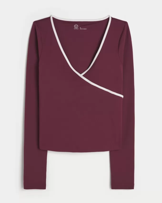 Gilly Hicks Active Tipped Wrap Top,Gilly Hicks Active Tipped Wrap Top Gilly Hicks Active Tipped Wrap Top,Gilly Hicks Active Tipped Wrap Top