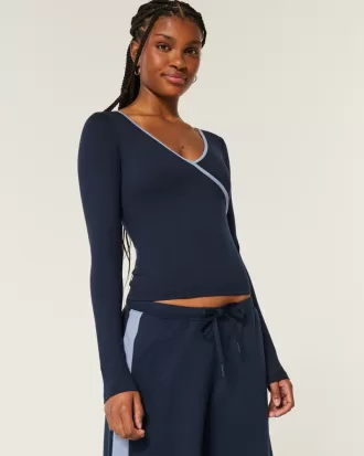 Gilly Hicks Active Tipped Wrap Top,Gilly Hicks Active Tipped Wrap Top Gilly Hicks Active Tipped Wrap Top,Gilly Hicks Active Tipped Wrap Top