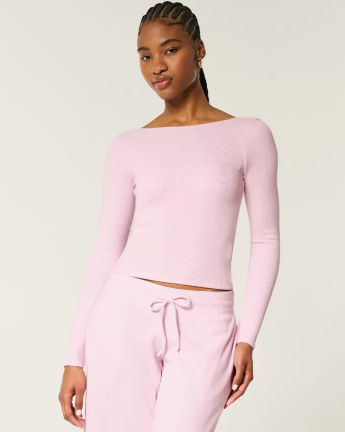 Gilly Hicks Cozy Waffle Boat-Neck Top,Gilly Hicks Cozy Waffle Boat-Neck Top Gilly Hicks Cozy Waffle Boat-Neck Top,Gilly Hicks Cozy Waffle Boat-Neck Top