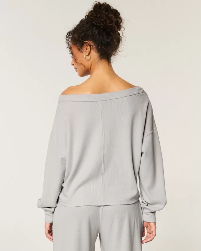 Gilly Hicks Cozy Waffle Off-the-Shoulder V-Neck Top,Gilly Hicks Cozy Waffle Off-the-Shoulder V-Neck Top Gilly Hicks Cozy Waffle Off-the-Shoulder V-Neck Top,Gilly Hicks Cozy Waffle Off-the-Shoulder V-Neck Top
