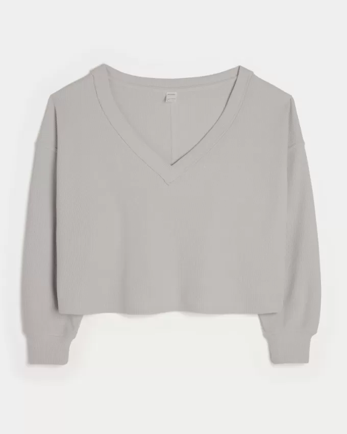 Gilly Hicks Cozy Waffle Off-the-Shoulder V-Neck Top,Gilly Hicks Cozy Waffle Off-the-Shoulder V-Neck Top Gilly Hicks Cozy Waffle Off-the-Shoulder V-Neck Top,Gilly Hicks Cozy Waffle Off-the-Shoulder V-Neck Top