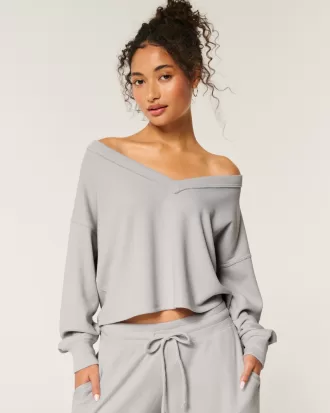 Gilly Hicks Cozy Waffle Off-the-Shoulder V-Neck Top,Gilly Hicks Cozy Waffle Off-the-Shoulder V-Neck Top Gilly Hicks Cozy Waffle Off-the-Shoulder V-Neck Top,Gilly Hicks Cozy Waffle Off-the-Shoulder V-Neck Top