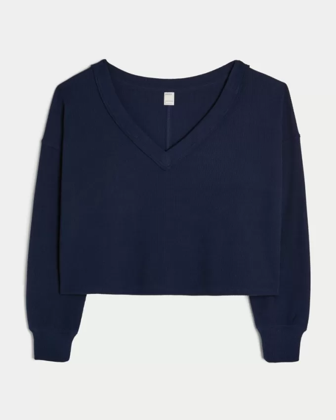 Gilly Hicks Off-the-Shoulder V-Neck Waffle Top,Gilly Hicks Off-the-Shoulder V-Neck Waffle Top Gilly Hicks Off-the-Shoulder V-Neck Waffle Top,Gilly Hicks Off-the-Shoulder V-Neck Waffle Top