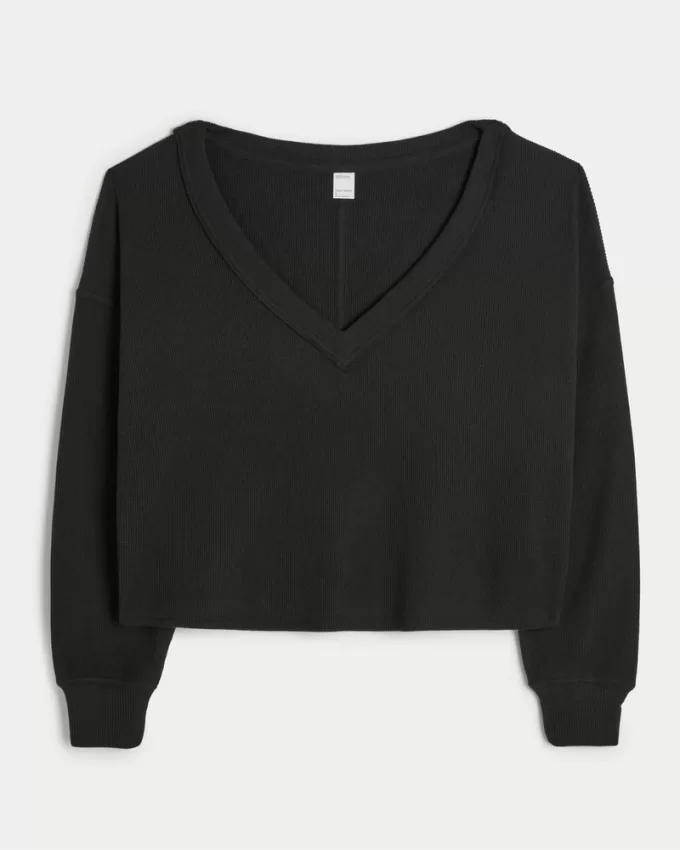 Gilly Hicks Off-the-Shoulder V-Neck Waffle Top,Gilly Hicks Off-the-Shoulder V-Neck Waffle Top Gilly Hicks Off-the-Shoulder V-Neck Waffle Top,Gilly Hicks Off-the-Shoulder V-Neck Waffle Top