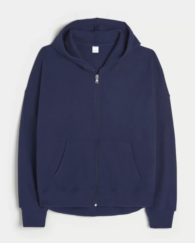 Gilly Hicks Oversized Waffle Zip-Up Hoodie,Gilly Hicks Oversized Waffle Zip-Up Hoodie