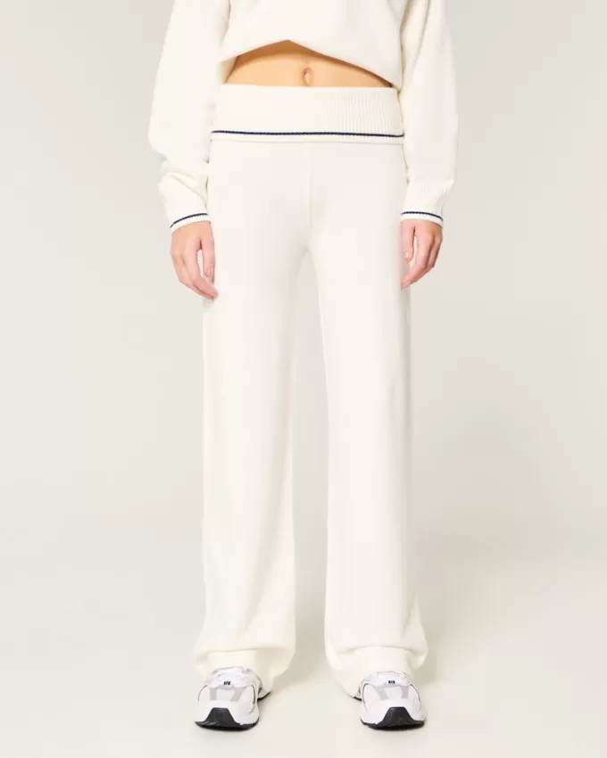 Gilly Hicks Sweater-Knit Foldover Waist Straight Pants,Gilly Hicks Sweater-Knit Foldover Waist Straight Pants