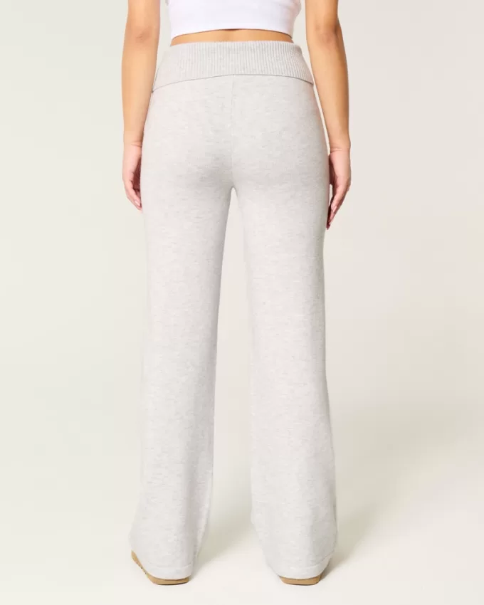 Gilly Hicks Sweater-Knit Foldover Waist Straight Pants,Gilly Hicks Sweater-Knit Foldover Waist Straight Pants