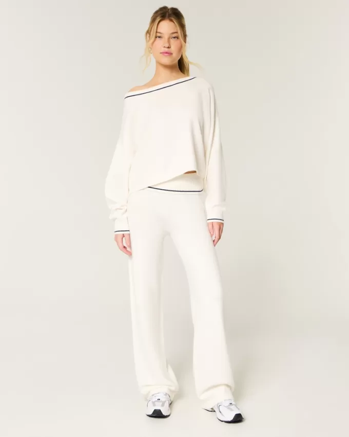 Gilly Hicks Sweater-Knit Foldover Waist Straight Pants,Gilly Hicks Sweater-Knit Foldover Waist Straight Pants