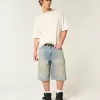 Greased Medium Wash Super Baggy Denim Shorts,Greased Medium Wash Super Baggy Denim Shorts
