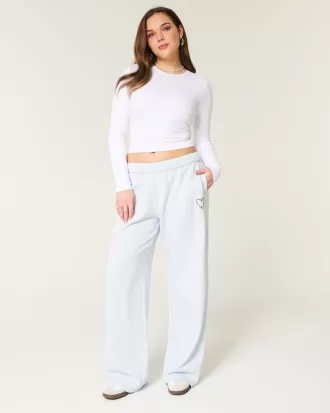 Heart Graphic Wide-Leg Sweatpants,Heart Graphic Wide-Leg Sweatpants Heart Graphic Wide-Leg Sweatpants,Heart Graphic Wide-Leg Sweatpants