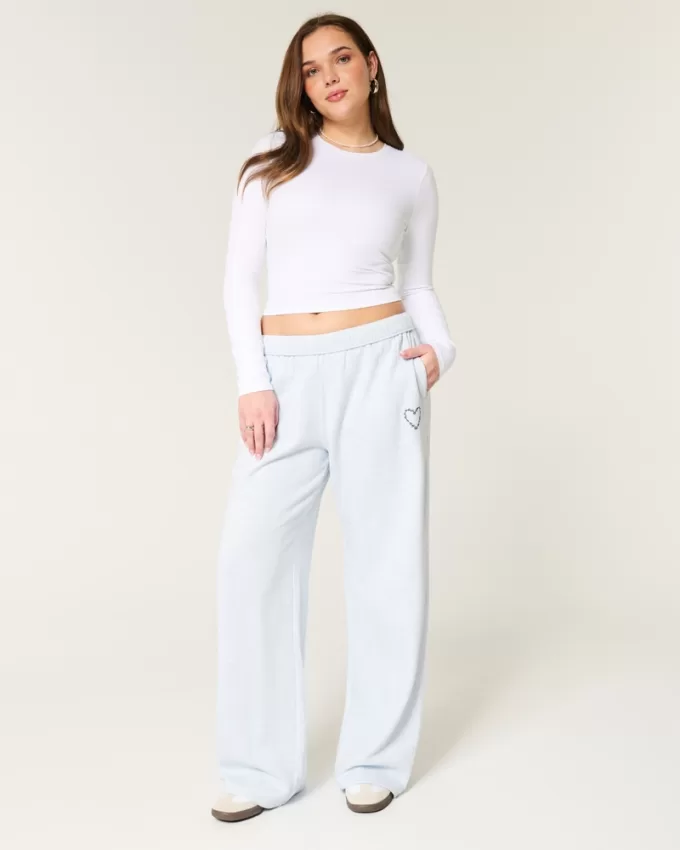 Heart Graphic Wide-Leg Sweatpants,Heart Graphic Wide-Leg Sweatpants Heart Graphic Wide-Leg Sweatpants,Heart Graphic Wide-Leg Sweatpants