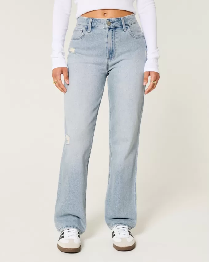 High-Rise Distressed Light Wash Straight Jeans,High-Rise Distressed Light Wash Straight Jeans High-Rise Distressed Light Wash Straight Jeans,High-Rise Distressed Light Wash Straight Jeans