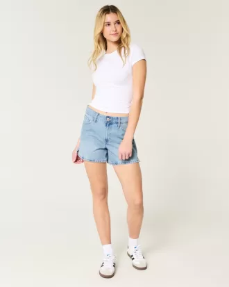 High-Rise Light Wash Relaxed Denim Shorts 5″,High-Rise Light Wash Relaxed Denim Shorts 5″