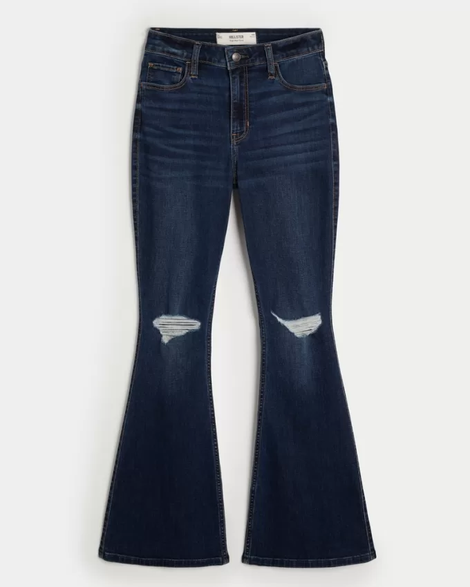 High-Rise Ripped Dark Wash Flare Jeans,High-Rise Ripped Dark Wash Flare Jeans High-Rise Ripped Dark Wash Flare Jeans,High-Rise Ripped Dark Wash Flare Jeans