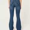 High-Rise Ripped Medium Wash Flare Jeans,High-Rise Ripped Medium Wash Flare Jeans