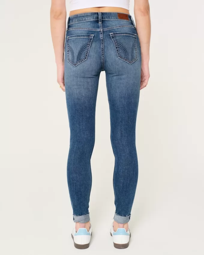 High-Rise Ripped Medium Wash Super Skinny Jeans,High-Rise Ripped Medium Wash Super Skinny Jeans