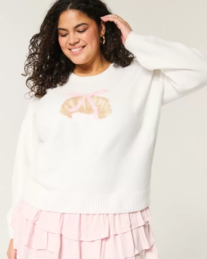 Hollister Comfy Cloud Croissant Graphic Crew Sweater,Hollister Comfy Cloud Croissant Graphic Crew Sweater