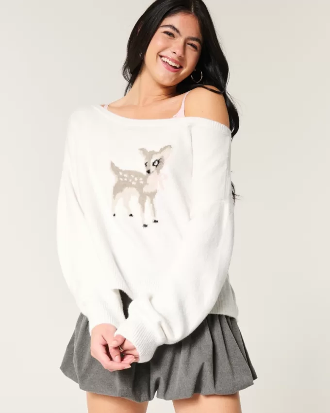 Hollister Comfy Cloud Easy Off-the-Shoulder Deer Graphic Sweater,Hollister Comfy Cloud Easy Off-the-Shoulder Deer Graphic Sweater Hollister Comfy Cloud Easy Off-the-Shoulder Deer Graphic Sweater,Hollister Comfy Cloud Easy Off-the-Shoulder Deer Graphic Sweater
