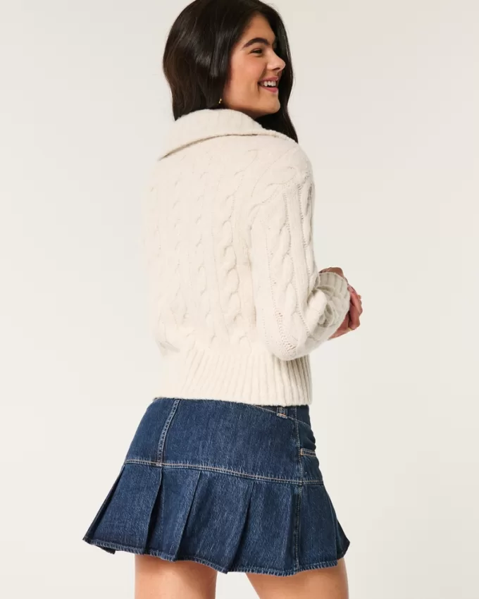 Hollister Comfy Cloud Zip-Up Cable-Knit Sweater,Hollister Comfy Cloud Zip-Up Cable-Knit Sweater Hollister Comfy Cloud Zip-Up Cable-Knit Sweater,Hollister Comfy Cloud Zip-Up Cable-Knit Sweater