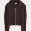 Hollister Comfy Cloud Zip-Up Cable-Knit Sweater,Hollister Comfy Cloud Zip-Up Cable-Knit Sweater