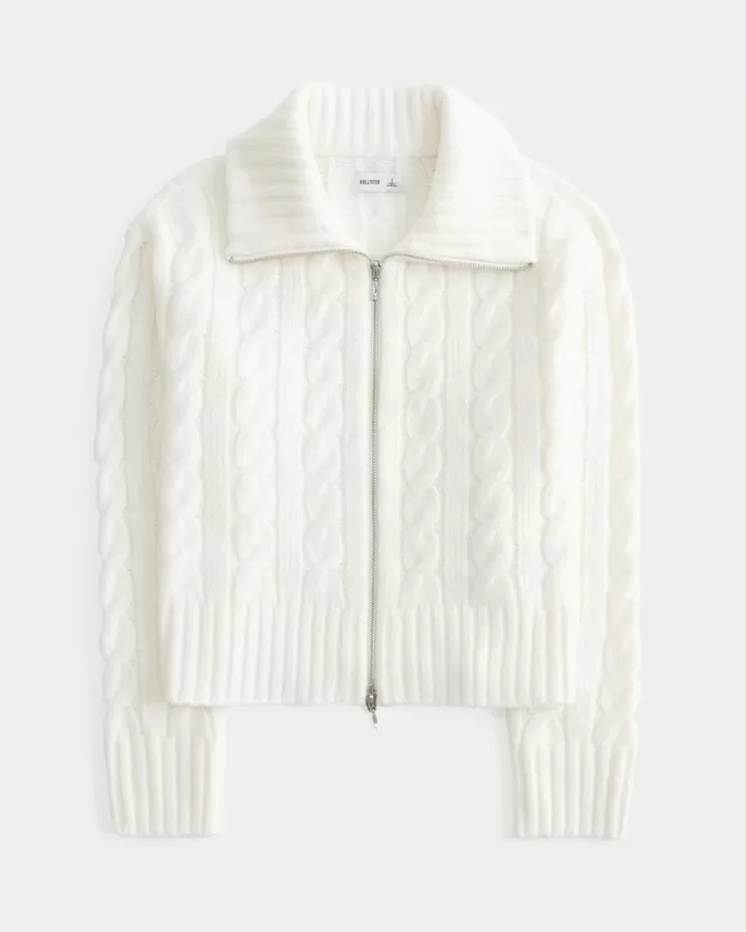 Hollister Comfy Cloud Zip-Up Cable-Knit Sweater,Hollister Comfy Cloud Zip-Up Cable-Knit Sweater Hollister Comfy Cloud Zip-Up Cable-Knit Sweater,Hollister Comfy Cloud Zip-Up Cable-Knit Sweater