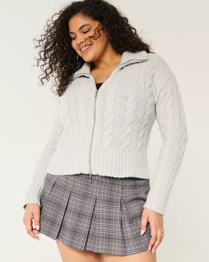 Hollister Comfy Cloud Zip-Up Cable-Knit Sweater,Hollister Comfy Cloud Zip-Up Cable-Knit Sweater Hollister Comfy Cloud Zip-Up Cable-Knit Sweater,Hollister Comfy Cloud Zip-Up Cable-Knit Sweater