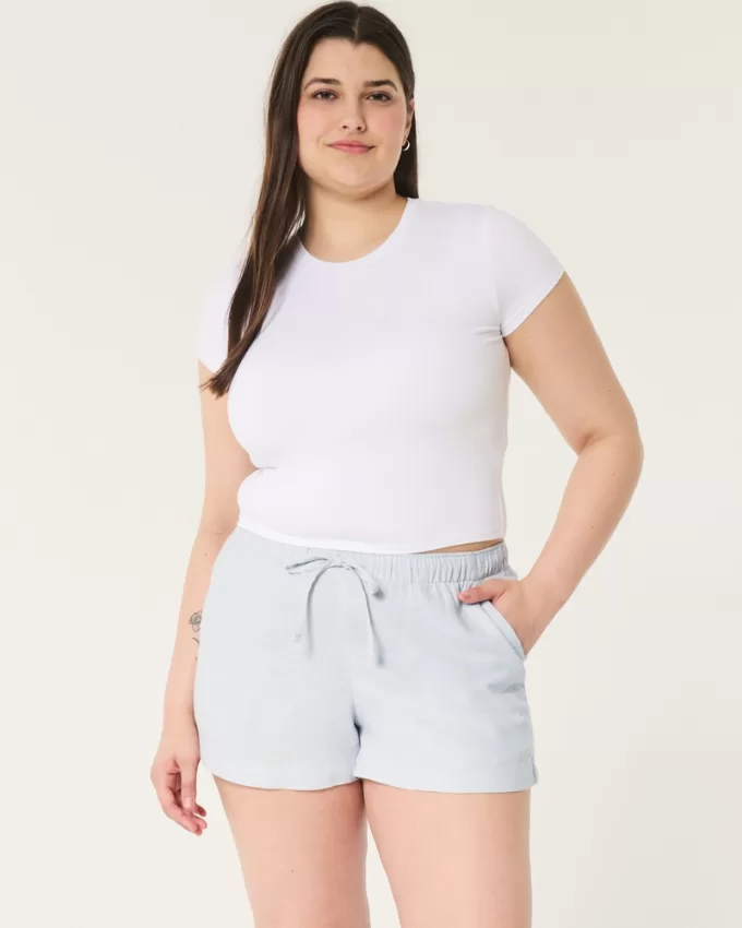 Hollister Ella Adjustable Rise Linen-Blend Pull-On Shorts,Hollister Ella Adjustable Rise Linen-Blend Pull-On Shorts