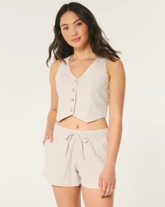 Hollister Ella Linen-Blend Pull-On Shorts,Hollister Ella Linen-Blend Pull-On Shorts