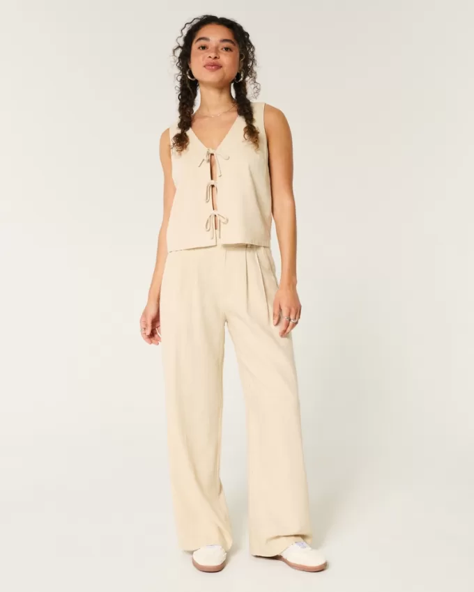Hollister Livvy Ultra High-Rise Linen-Blend Wide-Leg Pants,Hollister Livvy Ultra High-Rise Linen-Blend Wide-Leg Pants Hollister Livvy Ultra High-Rise Linen-Blend Wide-Leg Pants,Hollister Livvy Ultra High-Rise Linen-Blend Wide-Leg Pants