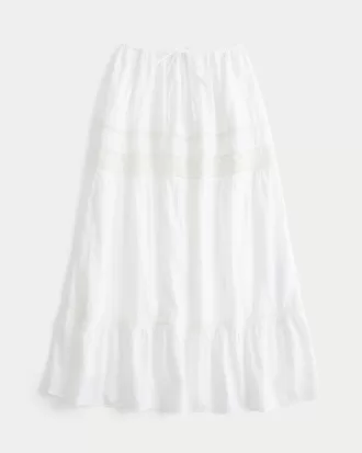 Lace Inset Tiered Maxi Skirt,Lace Inset Tiered Maxi Skirt Lace Inset Tiered Maxi Skirt,Lace Inset Tiered Maxi Skirt