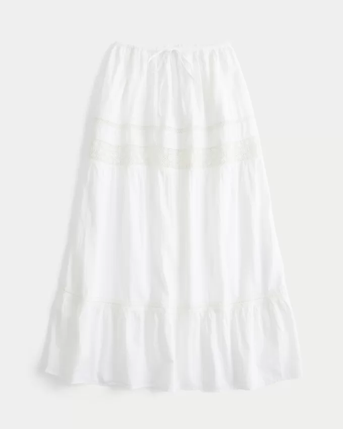 Lace Inset Tiered Maxi Skirt,Lace Inset Tiered Maxi Skirt Lace Inset Tiered Maxi Skirt,Lace Inset Tiered Maxi Skirt