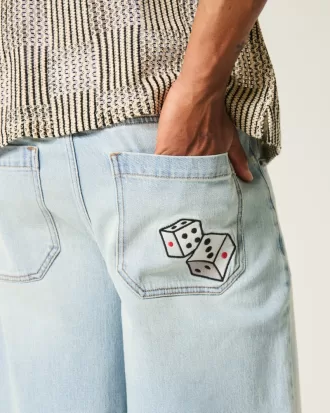 Light Wash Dice Graphic Super Baggy Denim Shorts,Light Wash Dice Graphic Super Baggy Denim Shorts Light Wash Dice Graphic Super Baggy Denim Shorts,Light Wash Dice Graphic Super Baggy Denim Shorts