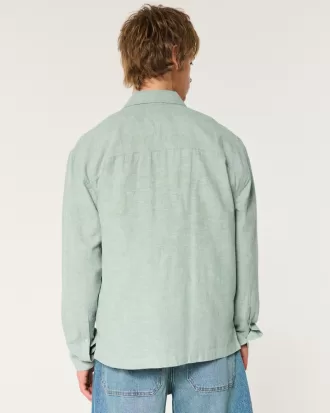Linen-Blend Button-Through Shirt,Linen-Blend Button-Through Shirt