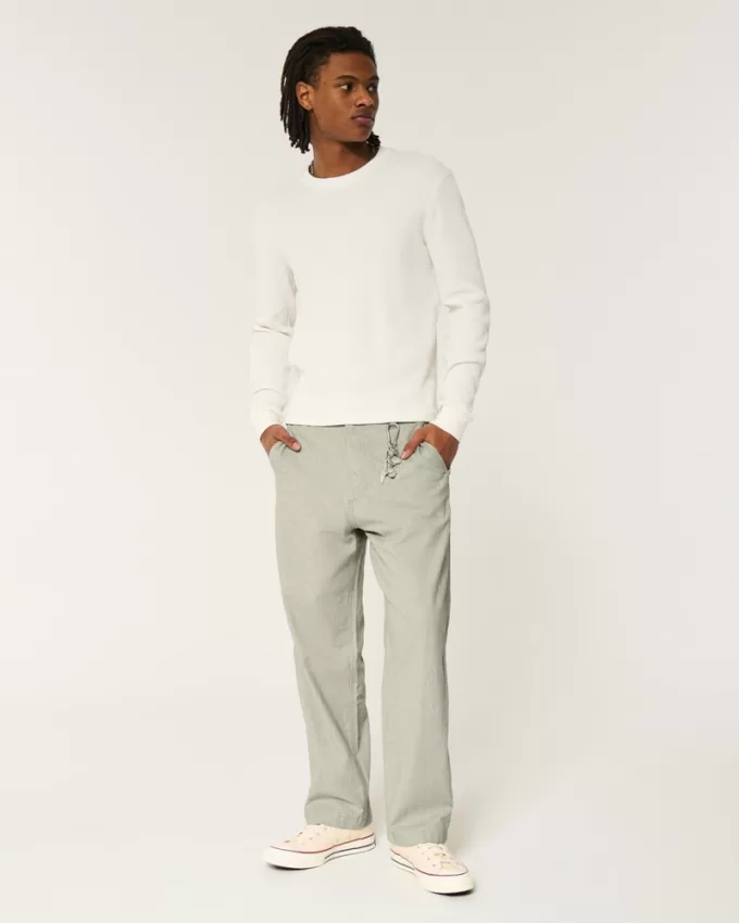 Linen-Blend Flex-Waist Baggy Pants,Linen-Blend Flex-Waist Baggy Pants