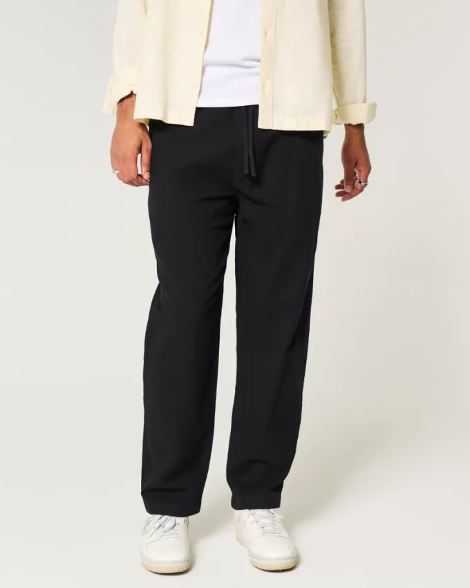 Linen-Blend Loose Pull-On Pants,Linen-Blend Loose Pull-On Pants