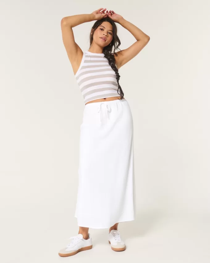 Linen Blend Maxi Skirt,Linen Blend Maxi Skirt