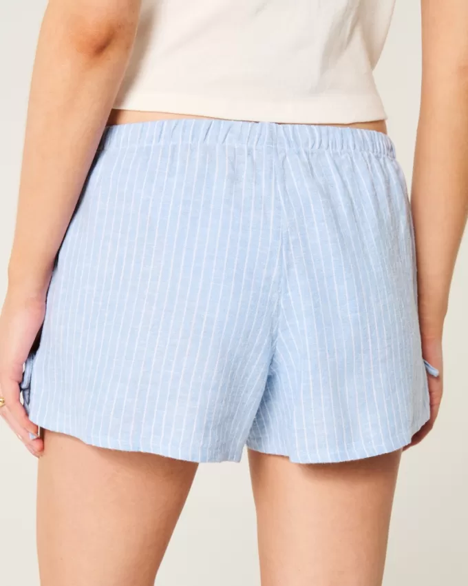 Linen-Blend Side Bow Soft Shorts,Linen-Blend Side Bow Soft Shorts Linen-Blend Side Bow Soft Shorts,Linen-Blend Side Bow Soft Shorts