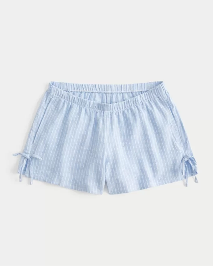 Linen-Blend Side Bow Soft Shorts,Linen-Blend Side Bow Soft Shorts Linen-Blend Side Bow Soft Shorts,Linen-Blend Side Bow Soft Shorts