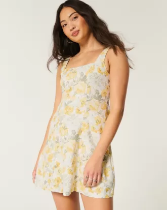 Linen-Blend Structured Mini Dress,Linen-Blend Structured Mini Dress Linen-Blend Structured Mini Dress,Linen-Blend Structured Mini Dress