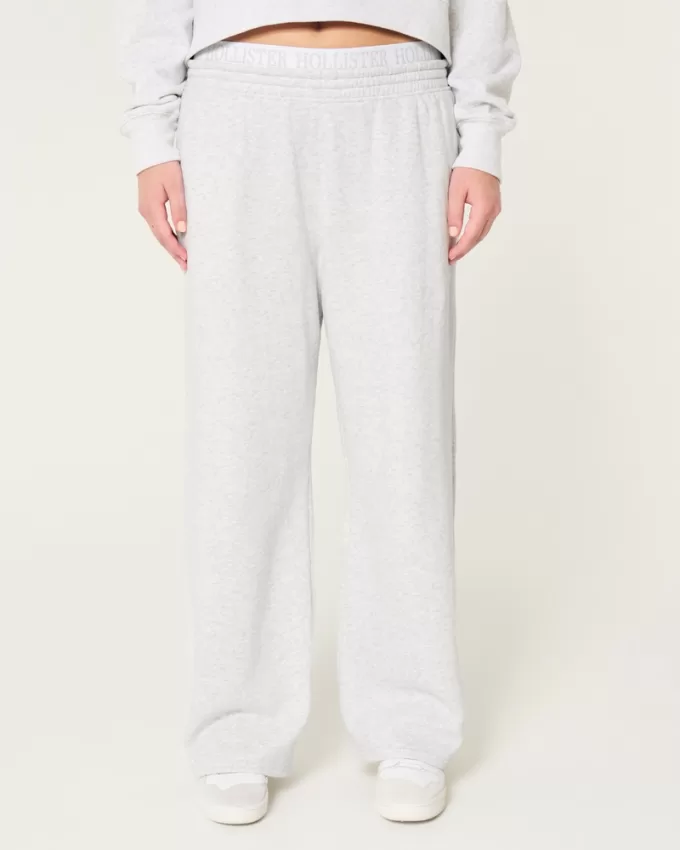 Logo Waist Fleece Wide-Leg Pants,Logo Waist Fleece Wide-Leg Pants