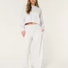Logo Waist Fleece Wide-Leg Pants,Logo Waist Fleece Wide-Leg Pants