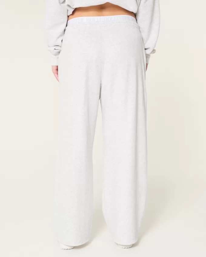 Logo Waist Fleece Wide-Leg Pants,Logo Waist Fleece Wide-Leg Pants