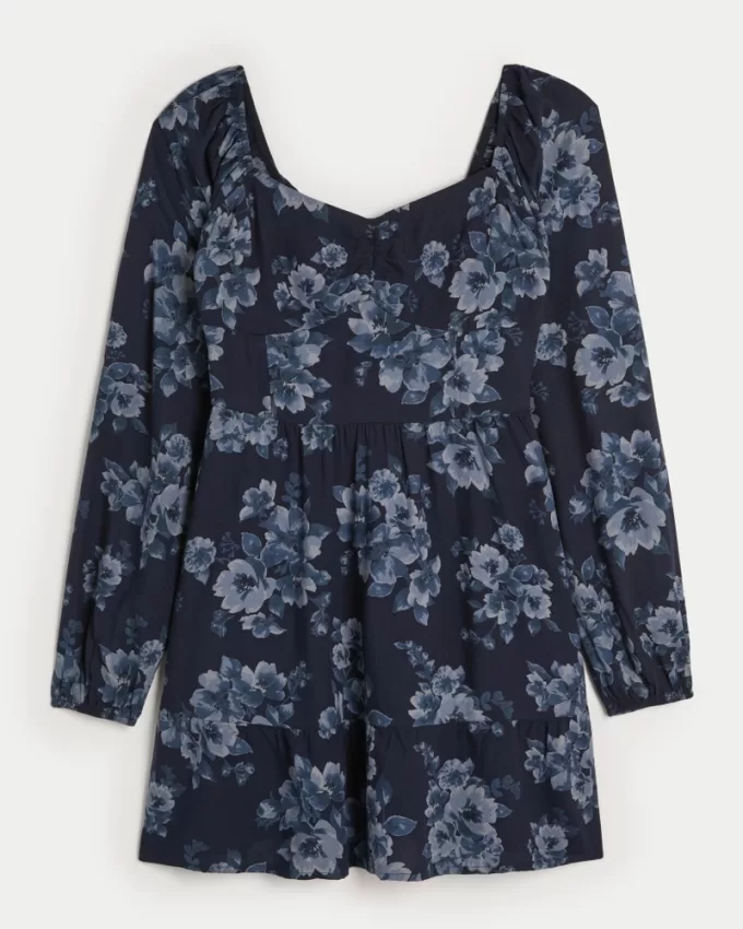 Long-Sleeve Cinch Bust Mini Dress,Long-Sleeve Cinch Bust Mini Dress Long-Sleeve Cinch Bust Mini Dress,Long-Sleeve Cinch Bust Mini Dress