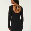 Long-Sleeve Cinch Bust Open-Back Sweater Dress,Long-Sleeve Cinch Bust Open-Back Sweater Dress