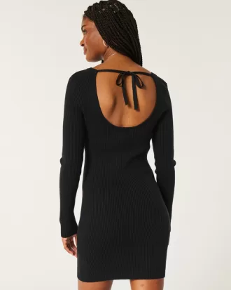 Long-Sleeve Cinch Bust Open-Back Sweater Dress,Long-Sleeve Cinch Bust Open-Back Sweater Dress Long-Sleeve Cinch Bust Open-Back Sweater Dress,Long-Sleeve Cinch Bust Open-Back Sweater Dress