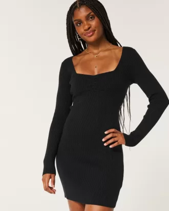 Long-Sleeve Cinch Bust Open-Back Sweater Dress,Long-Sleeve Cinch Bust Open-Back Sweater Dress Long-Sleeve Cinch Bust Open-Back Sweater Dress,Long-Sleeve Cinch Bust Open-Back Sweater Dress