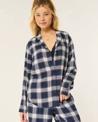 Long-Sleeve Flannel Pajama Top,Long-Sleeve Flannel Pajama Top