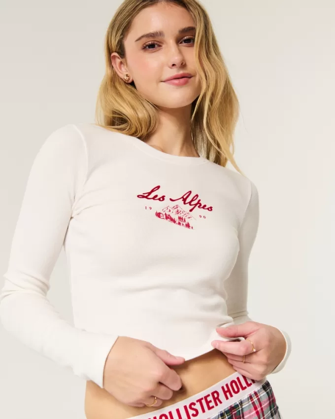 Long-Sleeve Graphic Tee & Flannel Pajama Pants Set,Long-Sleeve Graphic Tee & Flannel Pajama Pants Set