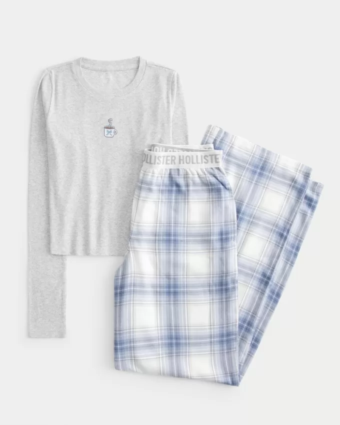 Long-Sleeve Graphic Tee & Flannel Pajama Pants Set,Long-Sleeve Graphic Tee & Flannel Pajama Pants Set Long-Sleeve Graphic Tee & Flannel Pajama Pants Set,Long-Sleeve Graphic Tee & Flannel Pajama Pants Set