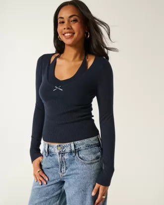 Long-Sleeve Halter Tie Sweater,Long-Sleeve Halter Tie Sweater Long-Sleeve Halter Tie Sweater,Long-Sleeve Halter Tie Sweater